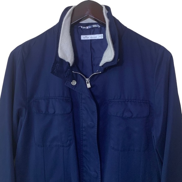 Peter Millar Navy Blue Zip Up Button Drawstring Travel Utility Jacket Size M - Picture 5 of 14